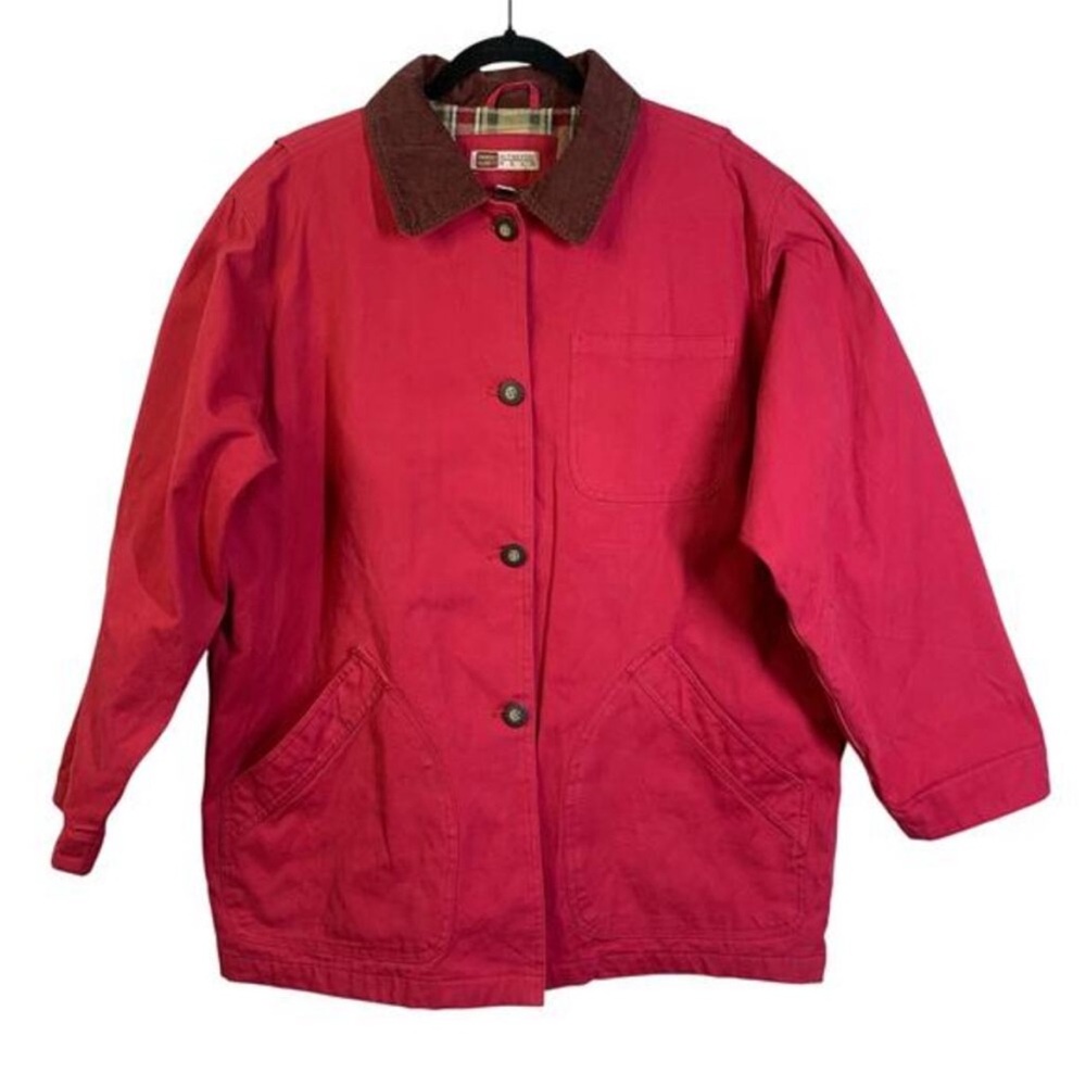 FADED GLORY Coat Barn Chore Vintage Plaid Fleece Lined Corduroy Collar Cotton‎